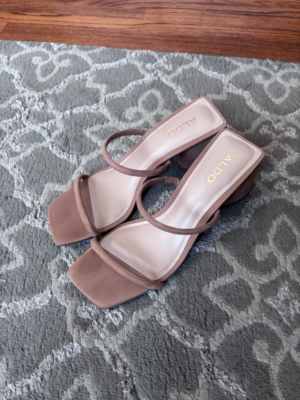 ALDO Mauve Brown Strappy Block heeled mules